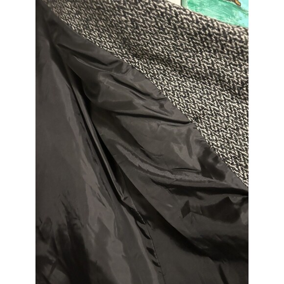 Vintage Paul Levy Trench Coat Womens Gray Wool Herringbone Jacket Size 10 - Picture 12 of 15